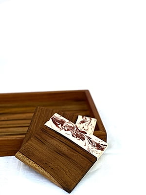 Marble Toned Teak Coasters